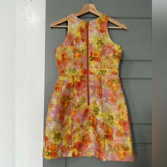 Free People Metallic Tweed Dress Floral Gold Brocade - Picture 4 of 7